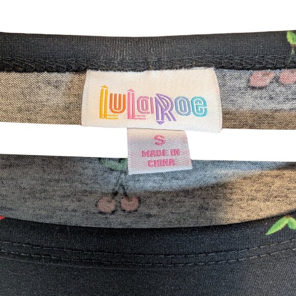 LuLaRoe Womens Small Carly Dress Midi Black Cherry Print Casual New NWT - Picture 4 of 8